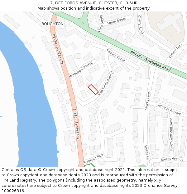 7, DEE FORDS AVENUE, CHESTER, CH3 5UP: Location map and indicative extent of plot