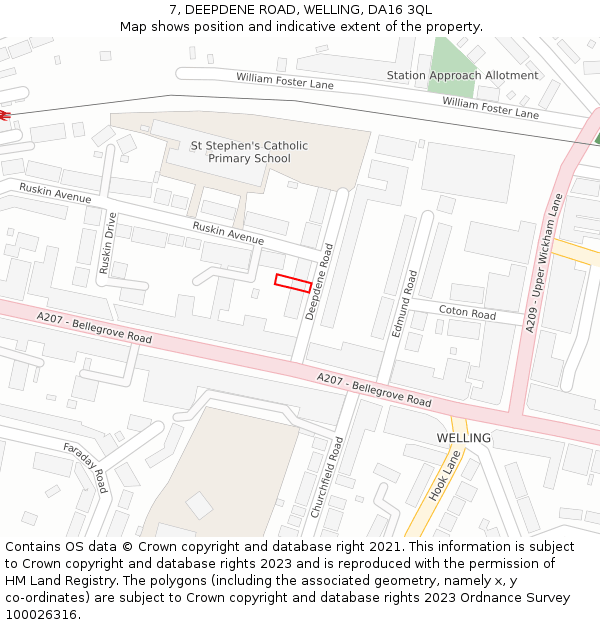 7, DEEPDENE ROAD, WELLING, DA16 3QL: Location map and indicative extent of plot