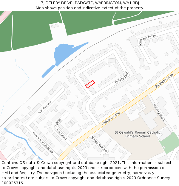 7, DELERY DRIVE, PADGATE, WARRINGTON, WA1 3DJ: Location map and indicative extent of plot