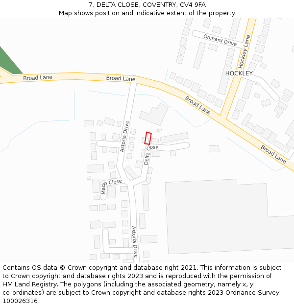 7, DELTA CLOSE, COVENTRY, CV4 9FA: Location map and indicative extent of plot