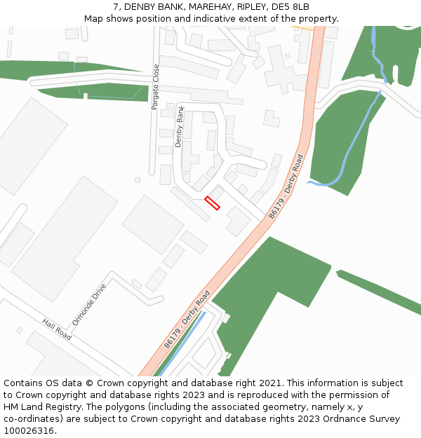 7, DENBY BANK, MAREHAY, RIPLEY, DE5 8LB: Location map and indicative extent of plot