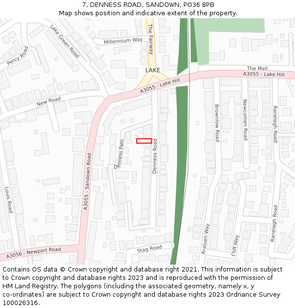 7, DENNESS ROAD, SANDOWN, PO36 8PB: Location map and indicative extent of plot