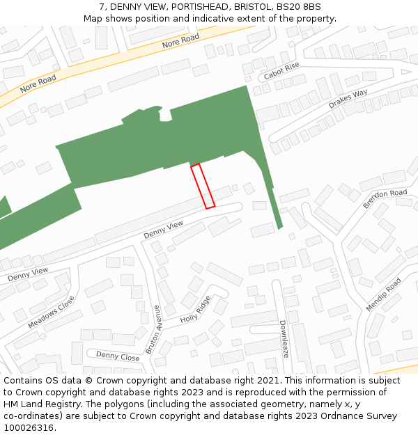 7, DENNY VIEW, PORTISHEAD, BRISTOL, BS20 8BS: Location map and indicative extent of plot