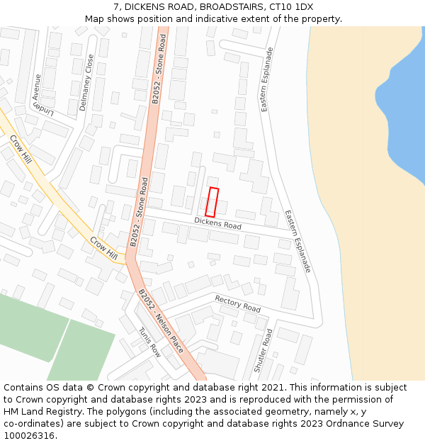 7, DICKENS ROAD, BROADSTAIRS, CT10 1DX: Location map and indicative extent of plot