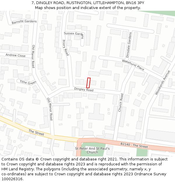 7, DINGLEY ROAD, RUSTINGTON, LITTLEHAMPTON, BN16 3PY: Location map and indicative extent of plot