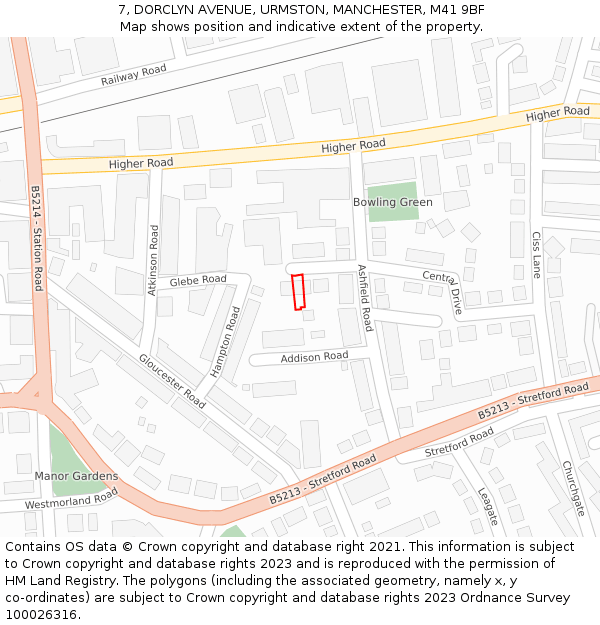 7, DORCLYN AVENUE, URMSTON, MANCHESTER, M41 9BF: Location map and indicative extent of plot