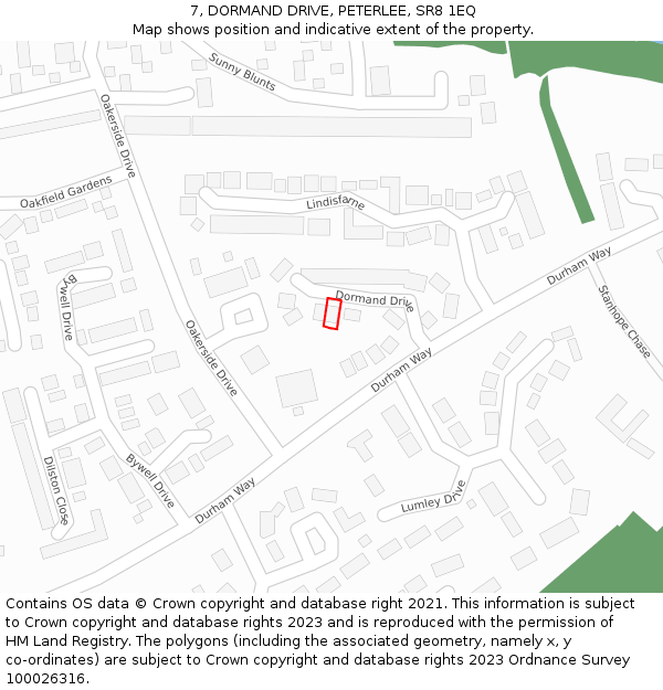 7, DORMAND DRIVE, PETERLEE, SR8 1EQ: Location map and indicative extent of plot