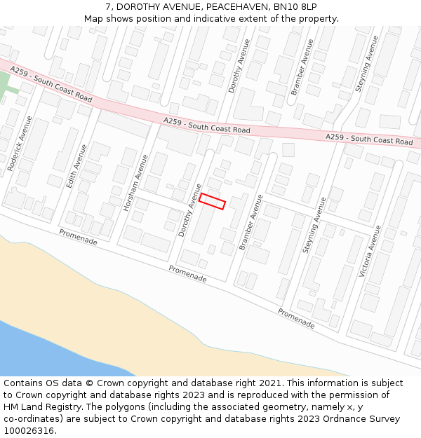 7, DOROTHY AVENUE, PEACEHAVEN, BN10 8LP: Location map and indicative extent of plot