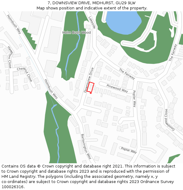 7, DOWNSVIEW DRIVE, MIDHURST, GU29 9LW: Location map and indicative extent of plot