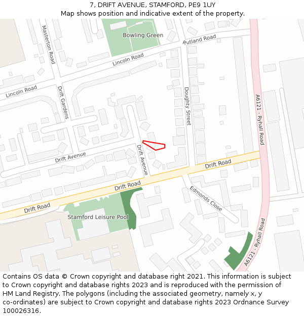 7, DRIFT AVENUE, STAMFORD, PE9 1UY: Location map and indicative extent of plot