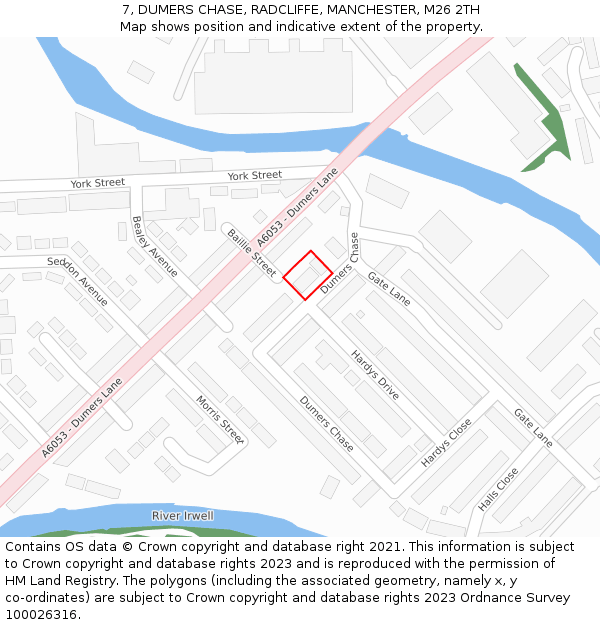 7, DUMERS CHASE, RADCLIFFE, MANCHESTER, M26 2TH: Location map and indicative extent of plot