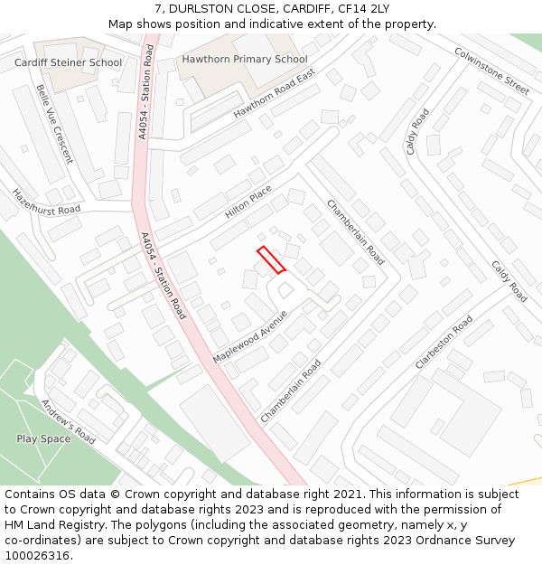 7, DURLSTON CLOSE, CARDIFF, CF14 2LY: Location map and indicative extent of plot