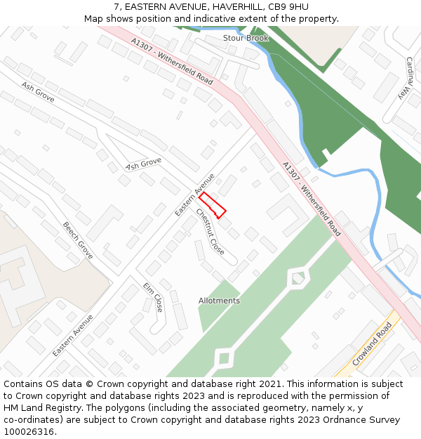 7, EASTERN AVENUE, HAVERHILL, CB9 9HU: Location map and indicative extent of plot