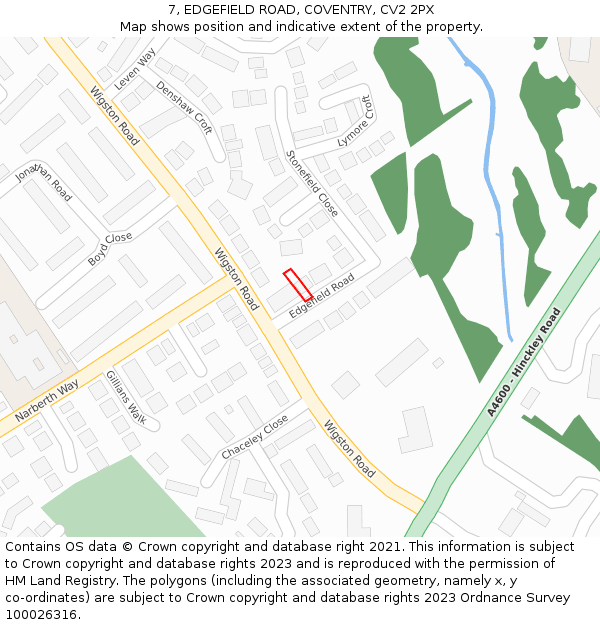 7, EDGEFIELD ROAD, COVENTRY, CV2 2PX: Location map and indicative extent of plot