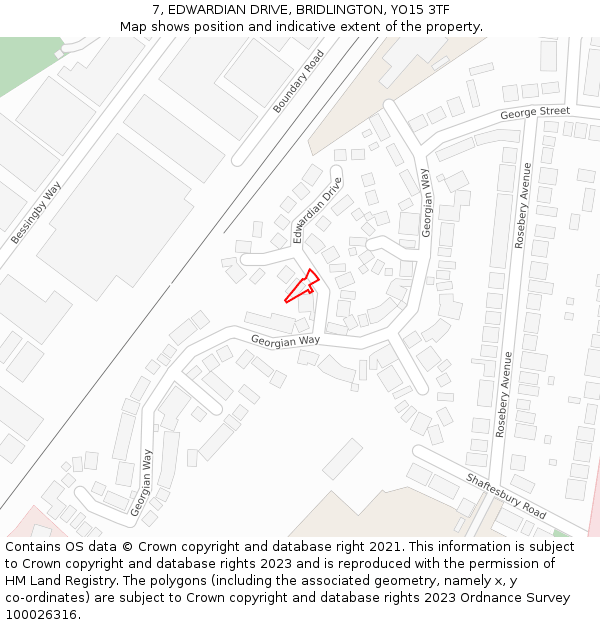 7, EDWARDIAN DRIVE, BRIDLINGTON, YO15 3TF: Location map and indicative extent of plot