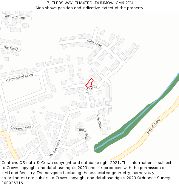 7, ELERS WAY, THAXTED, DUNMOW, CM6 2FN: Location map and indicative extent of plot