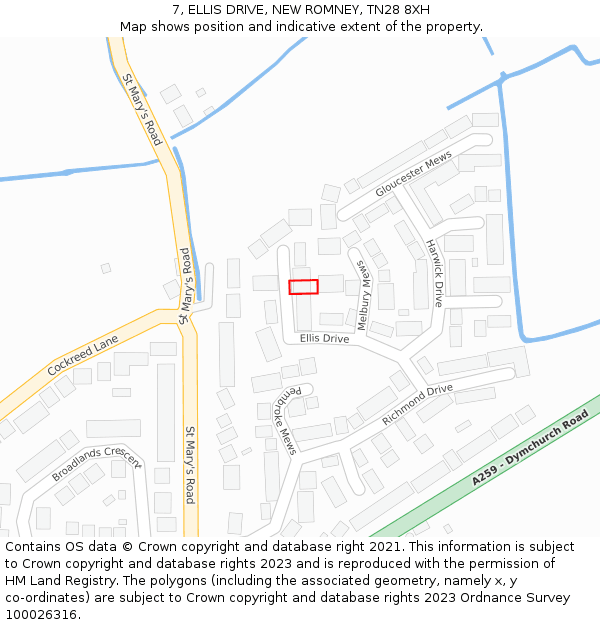 7, ELLIS DRIVE, NEW ROMNEY, TN28 8XH: Location map and indicative extent of plot