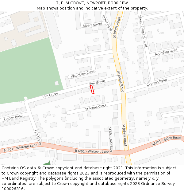 7, ELM GROVE, NEWPORT, PO30 1RW: Location map and indicative extent of plot