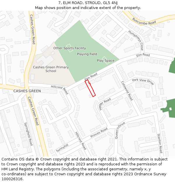 7, ELM ROAD, STROUD, GL5 4NJ: Location map and indicative extent of plot