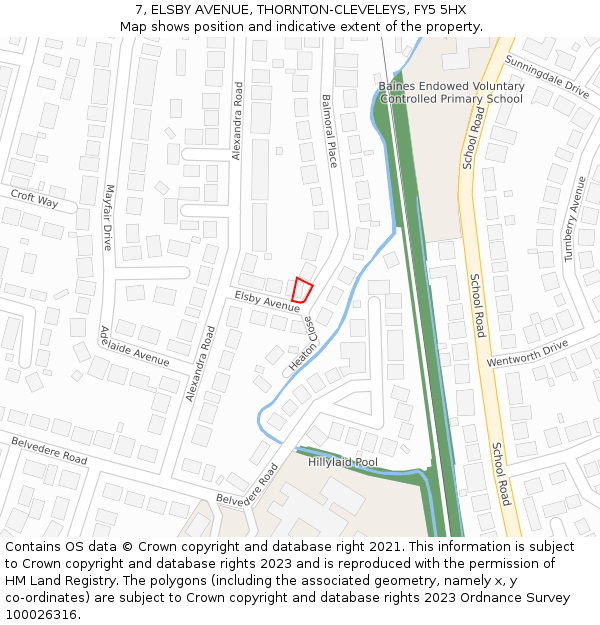 7, ELSBY AVENUE, THORNTON-CLEVELEYS, FY5 5HX: Location map and indicative extent of plot