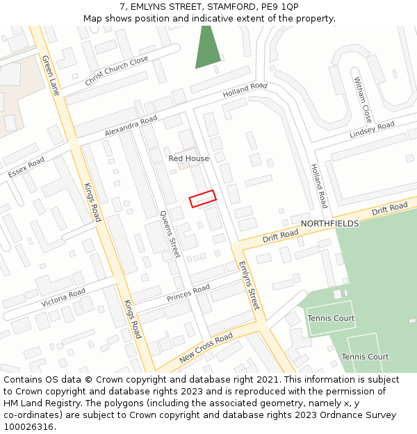 7, EMLYNS STREET, STAMFORD, PE9 1QP: Location map and indicative extent of plot