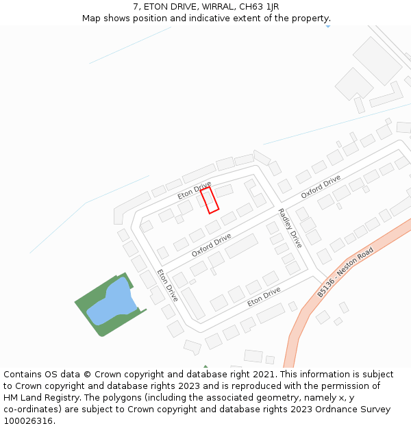 7, ETON DRIVE, WIRRAL, CH63 1JR: Location map and indicative extent of plot