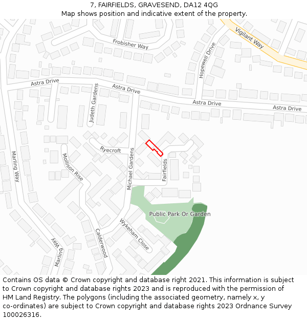 7, FAIRFIELDS, GRAVESEND, DA12 4QG: Location map and indicative extent of plot