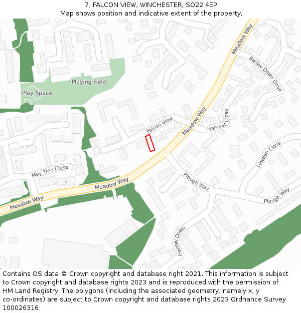 7, FALCON VIEW, WINCHESTER, SO22 4EP: Location map and indicative extent of plot