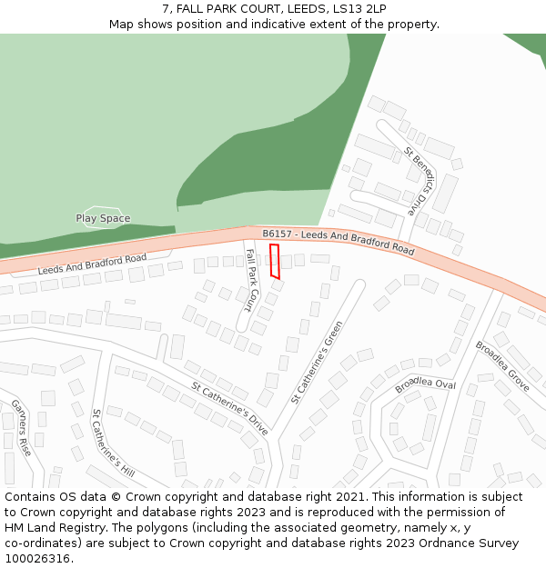 7, FALL PARK COURT, LEEDS, LS13 2LP: Location map and indicative extent of plot