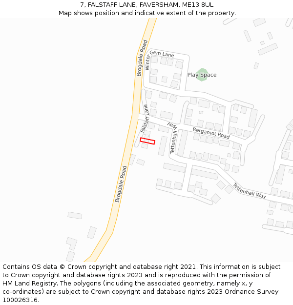 7, FALSTAFF LANE, FAVERSHAM, ME13 8UL: Location map and indicative extent of plot