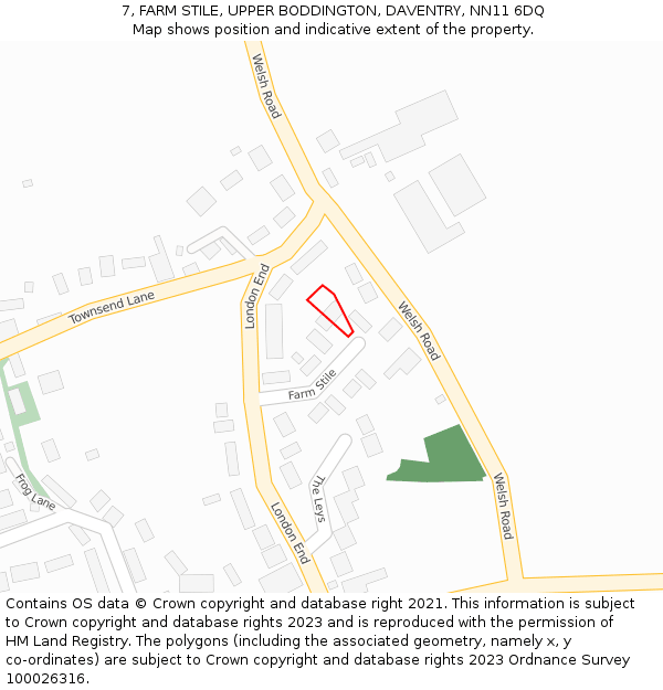 7, FARM STILE, UPPER BODDINGTON, DAVENTRY, NN11 6DQ: Location map and indicative extent of plot