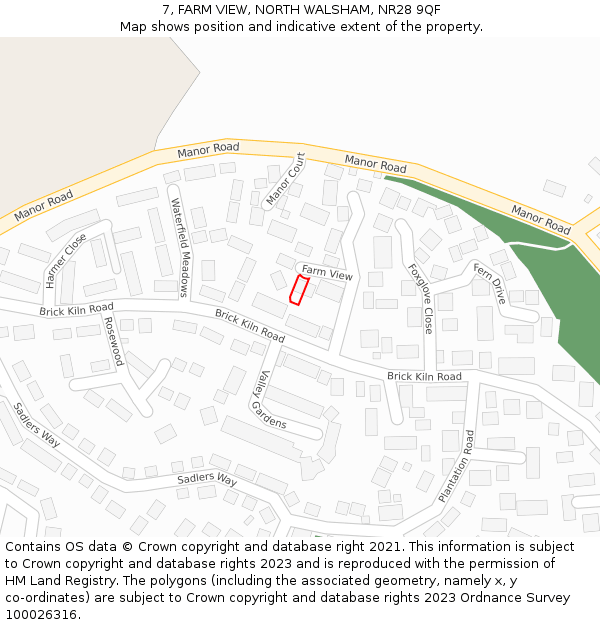 7, FARM VIEW, NORTH WALSHAM, NR28 9QF: Location map and indicative extent of plot