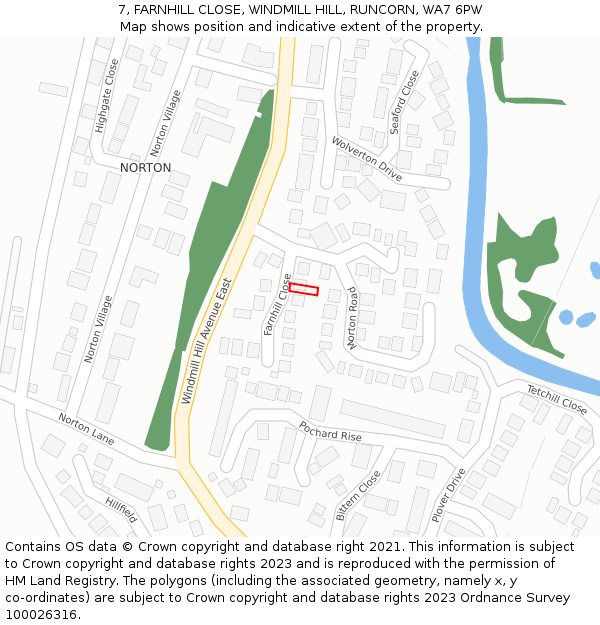 7, FARNHILL CLOSE, WINDMILL HILL, RUNCORN, WA7 6PW: Location map and indicative extent of plot