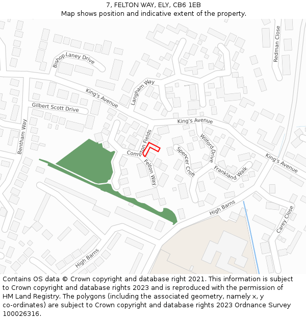 7, FELTON WAY, ELY, CB6 1EB: Location map and indicative extent of plot