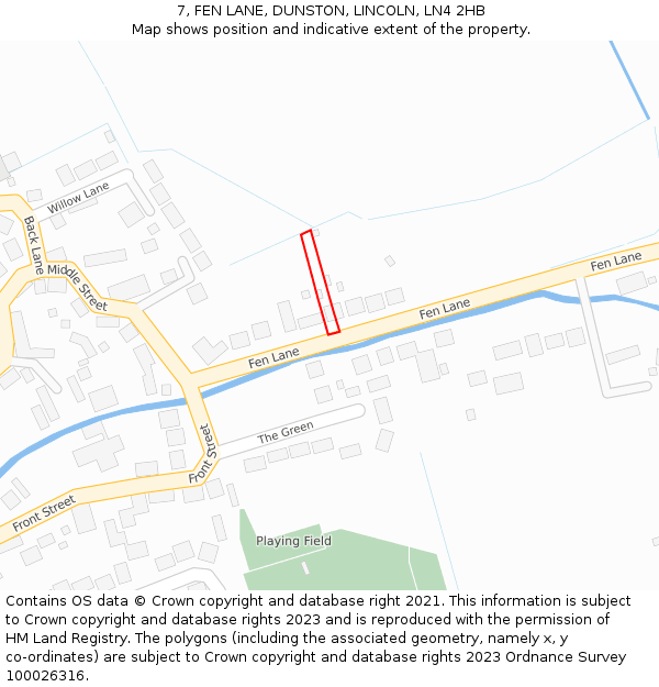 7, FEN LANE, DUNSTON, LINCOLN, LN4 2HB: Location map and indicative extent of plot