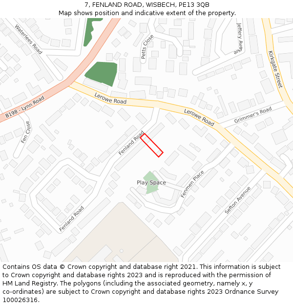 7, FENLAND ROAD, WISBECH, PE13 3QB: Location map and indicative extent of plot