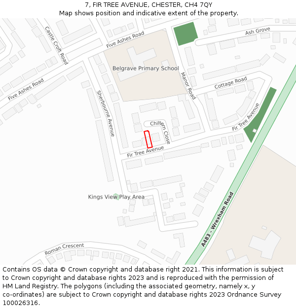 7, FIR TREE AVENUE, CHESTER, CH4 7QY: Location map and indicative extent of plot