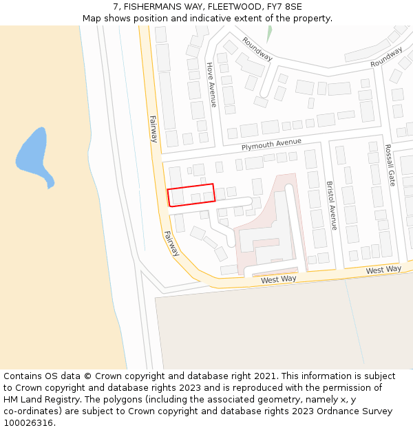 7, FISHERMANS WAY, FLEETWOOD, FY7 8SE: Location map and indicative extent of plot