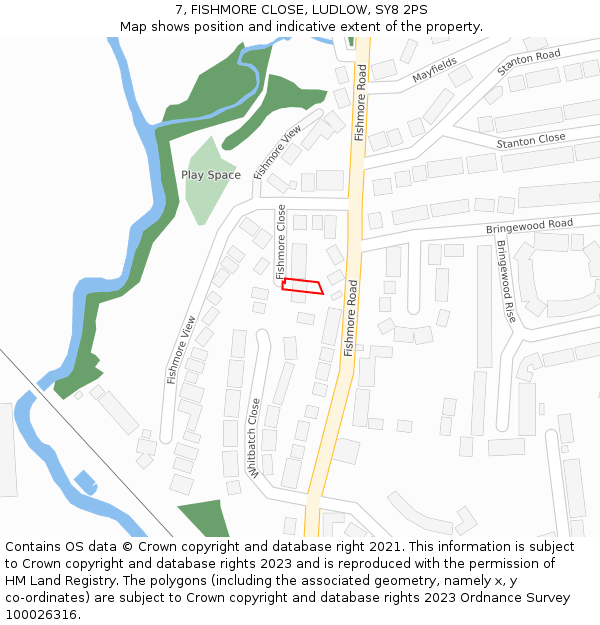 7, FISHMORE CLOSE, LUDLOW, SY8 2PS: Location map and indicative extent of plot