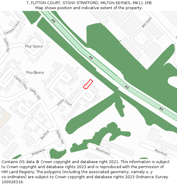 7, FLITTON COURT, STONY STRATFORD, MILTON KEYNES, MK11 1PB: Location map and indicative extent of plot