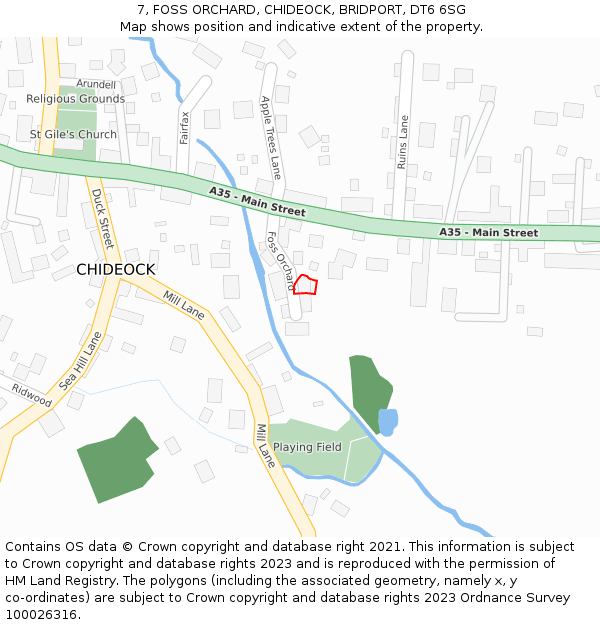 7, FOSS ORCHARD, CHIDEOCK, BRIDPORT, DT6 6SG: Location map and indicative extent of plot