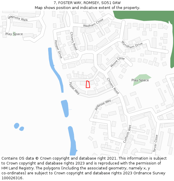 7, FOSTER WAY, ROMSEY, SO51 0AW: Location map and indicative extent of plot
