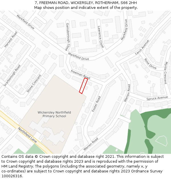 7, FREEMAN ROAD, WICKERSLEY, ROTHERHAM, S66 2HH: Location map and indicative extent of plot