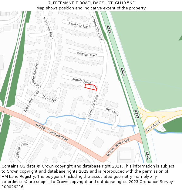 7, FREEMANTLE ROAD, BAGSHOT, GU19 5NF: Location map and indicative extent of plot