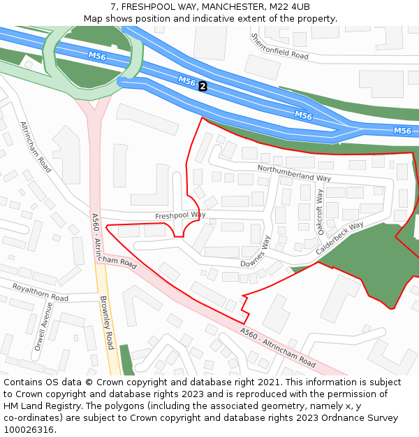 7, FRESHPOOL WAY, MANCHESTER, M22 4UB: Location map and indicative extent of plot