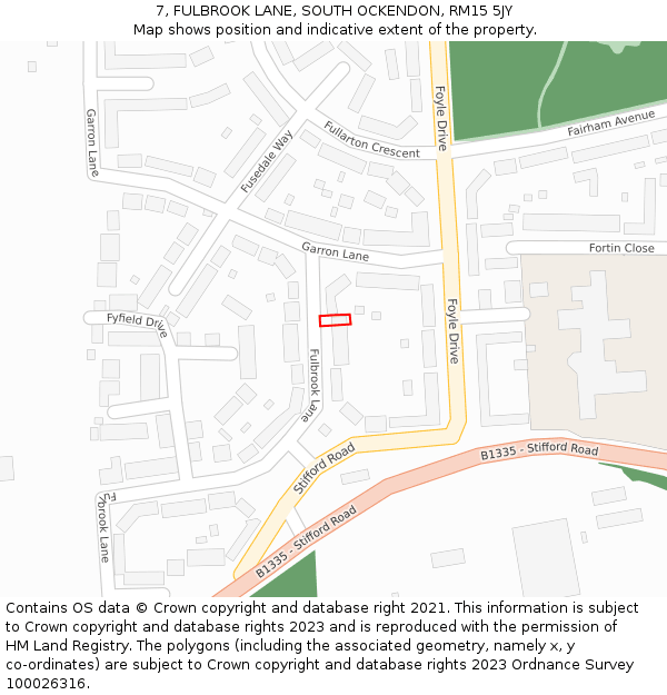 7, FULBROOK LANE, SOUTH OCKENDON, RM15 5JY: Location map and indicative extent of plot