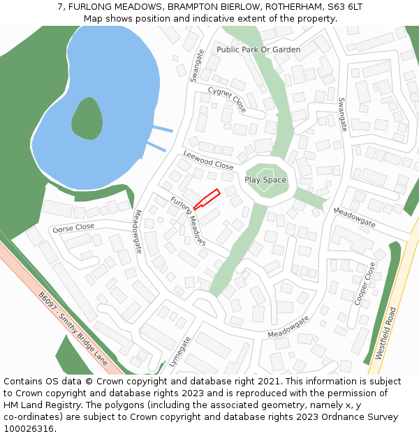 7, FURLONG MEADOWS, BRAMPTON BIERLOW, ROTHERHAM, S63 6LT: Location map and indicative extent of plot