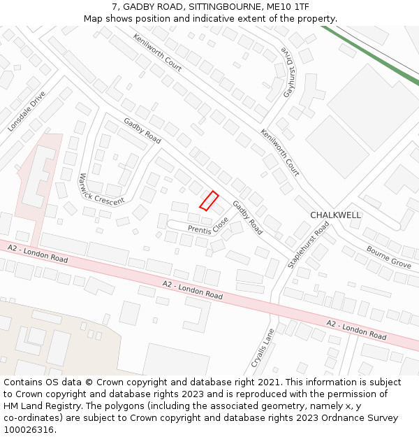 7, GADBY ROAD, SITTINGBOURNE, ME10 1TF: Location map and indicative extent of plot