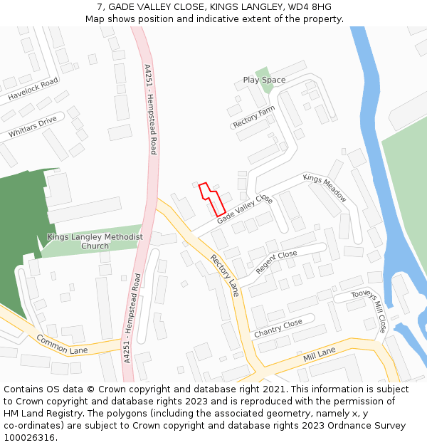 7, GADE VALLEY CLOSE, KINGS LANGLEY, WD4 8HG: Location map and indicative extent of plot