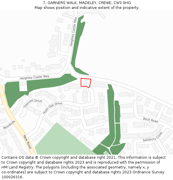 7, GARNERS WALK, MADELEY, CREWE, CW3 9HG: Location map and indicative extent of plot